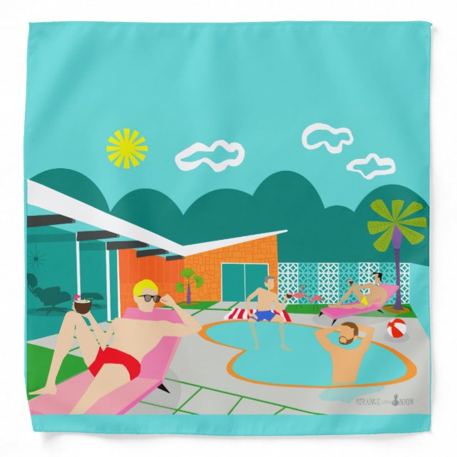 Retro Gay Pool Party Bandana (Front)