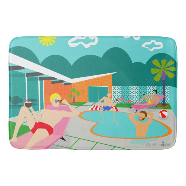 Retro Gay Pool Party Bath Mat (Front)