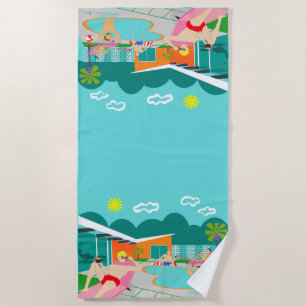 Retro Gay Pool Party Beach Towel