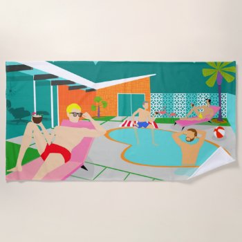 Retro Gay Pool Party Beach Towel by StrangeLittleOnion at Zazzle