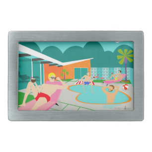 Retro Gay Pool Party Belt Buckle