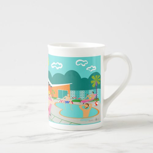 Retro Gay Pool Party Bone China Mug