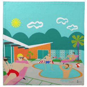 Retro Gay Pool Party Cloth Napkins