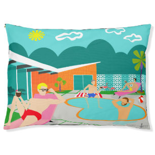 Retro Gay Pool Party Dog Bed