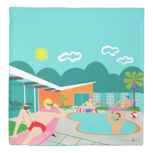 Retro Gay Pool Party Duvet Cover