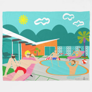 Retro Gay Pool Party Fleece Blanket