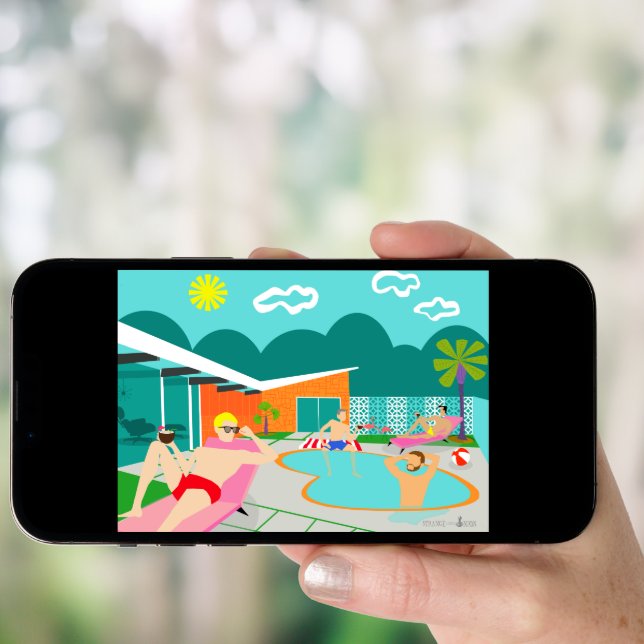 Retro Gay Pool Party Invitation (Front Digital)