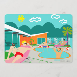 Retro Gay Pool Party Invitation