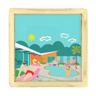 Retro Gay Pool Party Lapel Pin