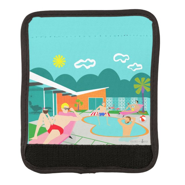 Retro Gay Pool Party Luggage Handle Wrap (Front)