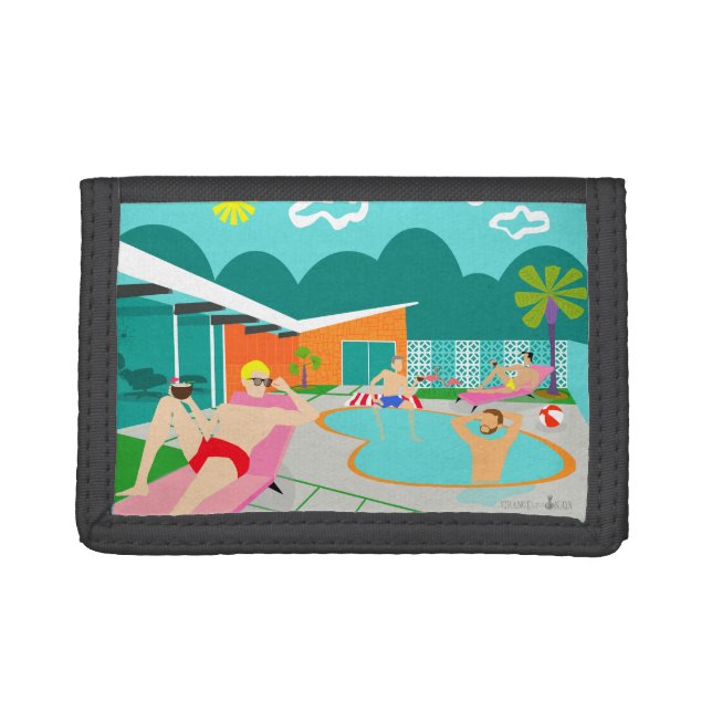 Retro Gay Pool Party Nylon Wallet (Front)