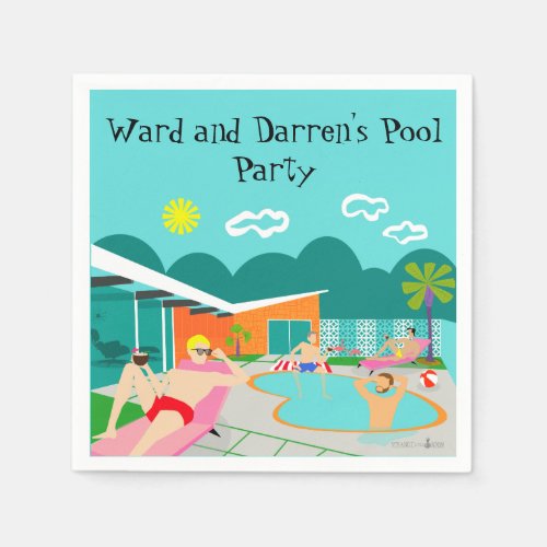 Retro Gay Pool Party Paper Napkin
