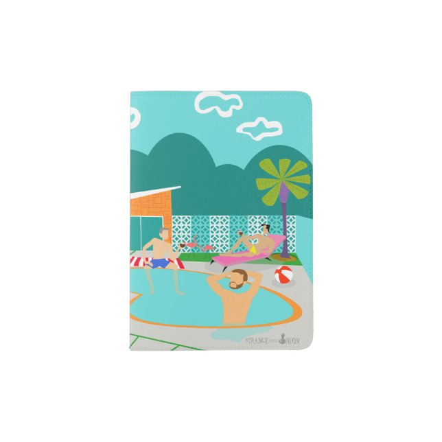 Retro Gay Pool Party Passport Holder (Front)