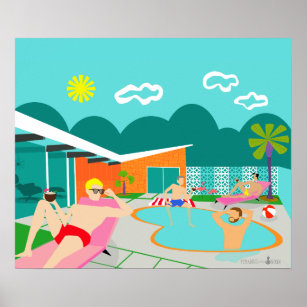 Retro Gay Pool Party Poster