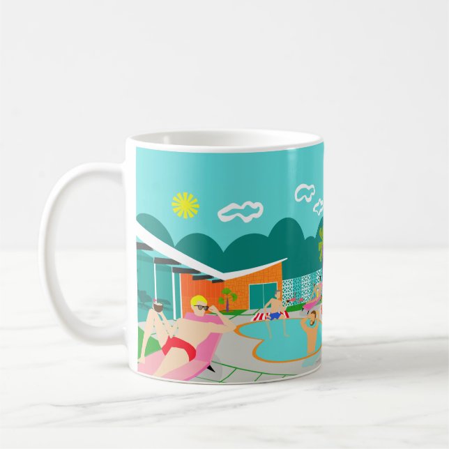 Retro Gay Pool Party Poster Mug (Left)