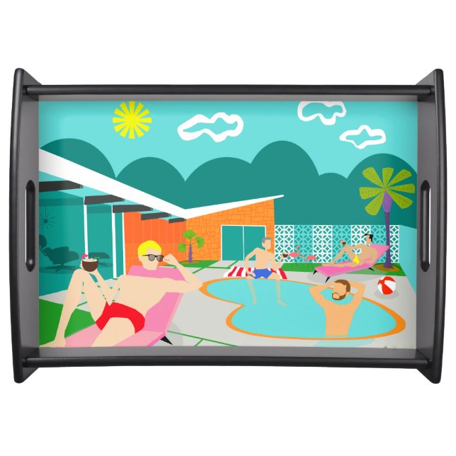 Retro Gay Pool Party Serving Tray (Front)