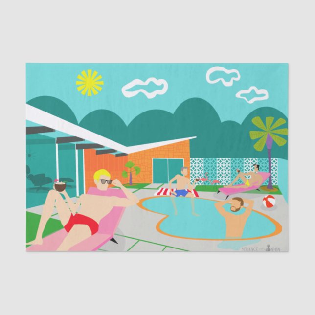 Retro Gay Pool Party Tissue Paper (Front)