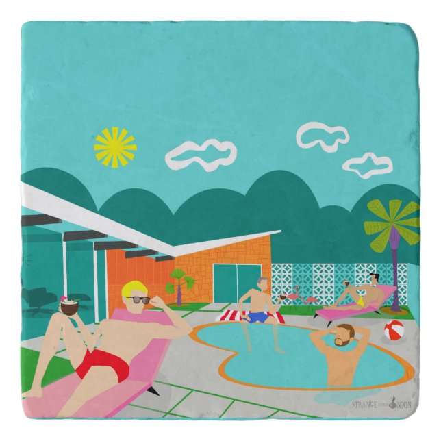 Retro Gay Pool Party Trivet (Front)