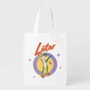 Retro Gecko Later Lazy Day Humor Grocery Bag