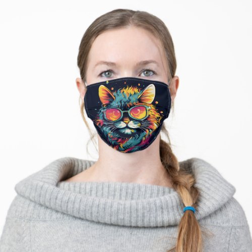 Retro Geek Chic Feline Adult Cloth Face Mask