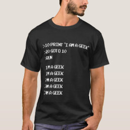 Retro Geek Computer Code T-Shirt BASIC GOTO 10