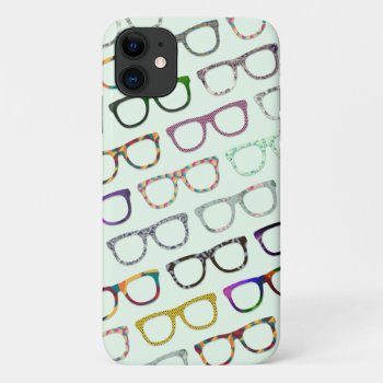 Retro Geek Hipster Glasses Pattern Iphone 11 Case by BluePlanet at Zazzle