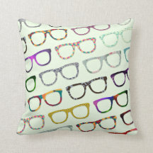 Retro Geek Hipster Glasses Pattern pillow