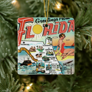 Retro Geetings From Florida Ceramic Ornament