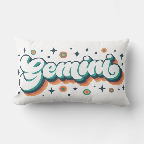 Retro Gemini Zodiac Astrology Birthday Lumbar Pillow