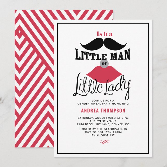 Retro Gender Reveal Baby Shower Invitation (Front/Back)