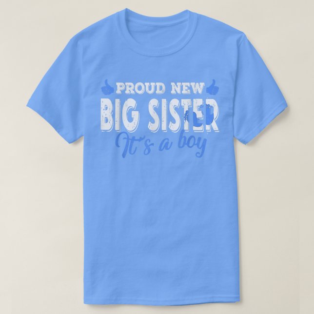 Retro Gender Reveal Proud New Big Sister It's A Bo T-Shirt (Design Front)