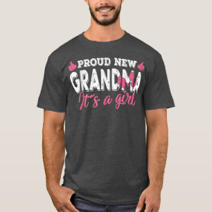 Retro Gender Reveal Proud New Grandma It's A Girl T-Shirt