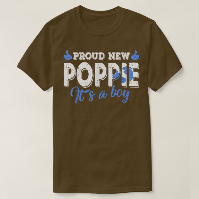 Retro Gender Reveal Proud New Poppie It's A Boy T- T-Shirt (Design Front)