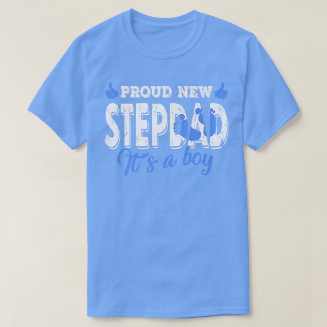 Retro Gender Reveal Proud New Stepdad It's A Boy  T-Shirt (Design Front)