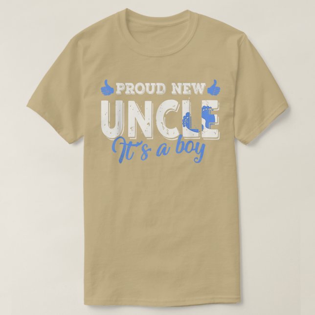 Retro Gender Reveal Proud New Uncle It's A Boy  T-Shirt (Design Front)