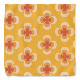 Retro Geo 70s Groovy Florals on Amber Bandana