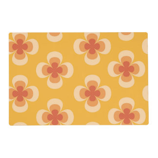 Retro Geo 70s Groovy Florals on Amber Placemat