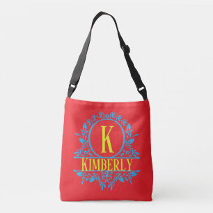 "Retro Geo Pattern" Customizable Monogram Crossbody Bag