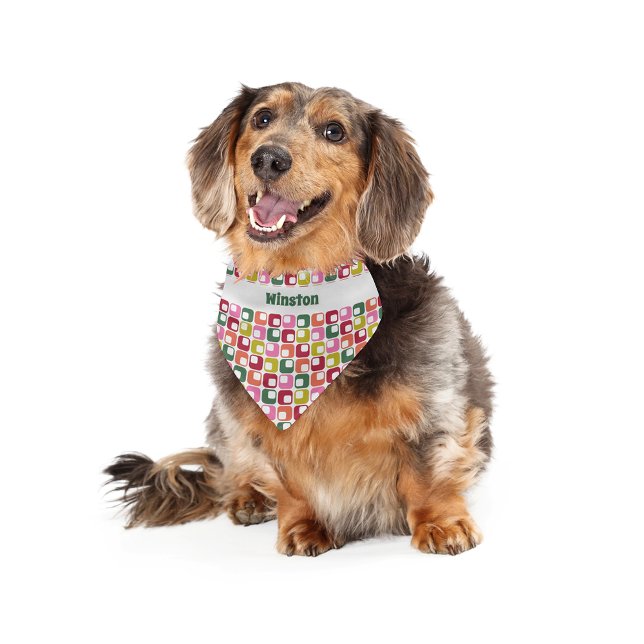 Retro Geometric 1970s Print Personalized Pet Bandana Collar (Creator Uploaded)