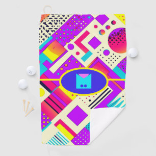 Retro Geometric 80s Memphis Monogram Golf Towel