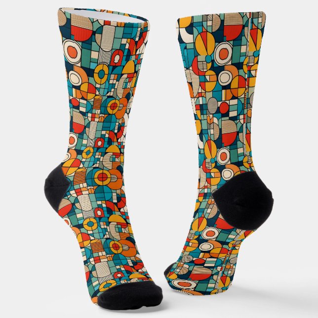 Retro Geometric Abstract Art Socks (Angled)