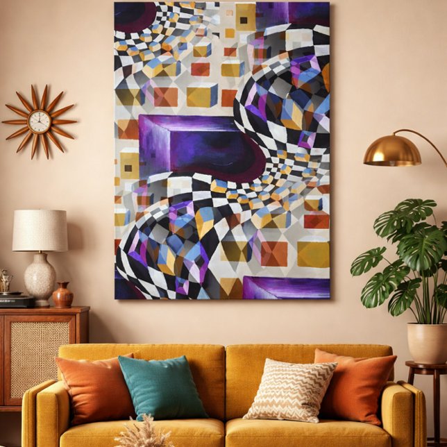 Retro Geometric Abstract Mid Century Modern Op Art Canvas Print (Creator Uploaded)