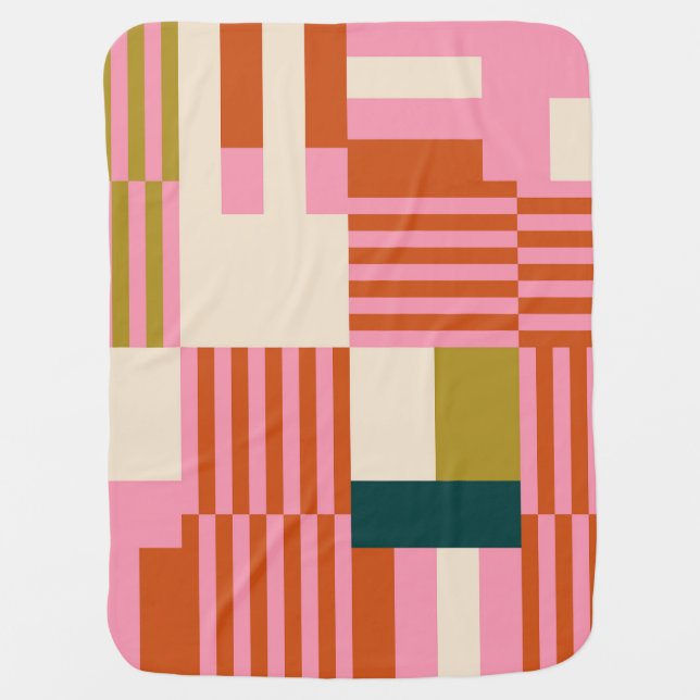 Retro Geometric Abstract Mosaic Baby Blanket (Front)