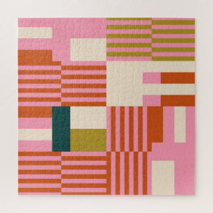 Retro Geometric Abstract Mosaic Jigsaw Puzzle