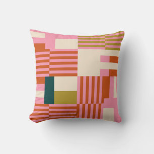 Retro Geometric Abstract Mosaic Throw Pillow