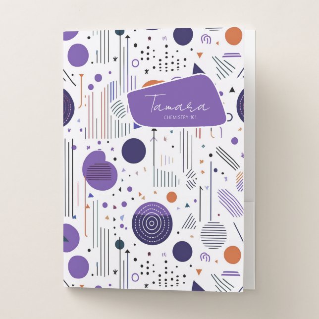 Retro Geometric Abstract Pat3 Purple Orange ID1067 Pocket Folder (Front)