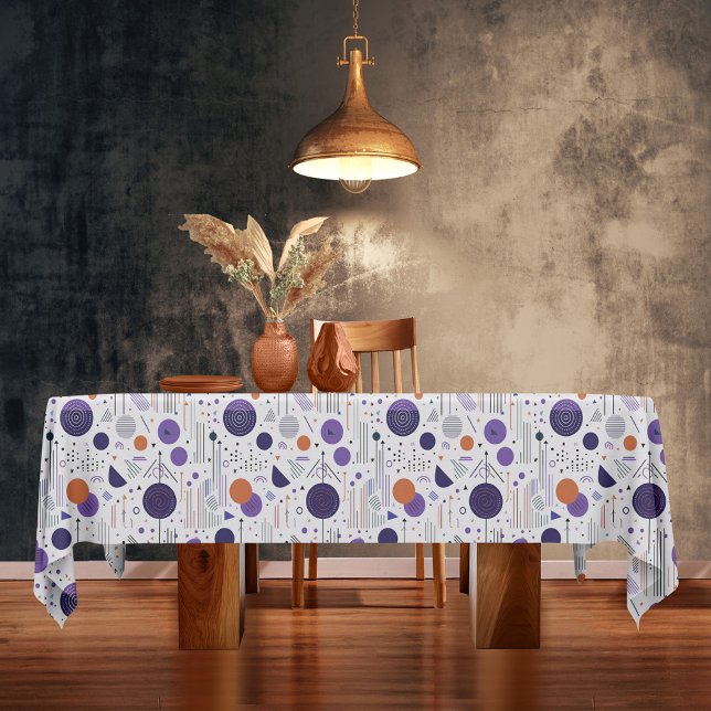 Retro Geometric Abstract Pat3 Purple Orange ID1067 Tablecloth (Creator Uploaded)