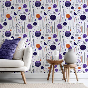 Retro Geometric Abstract Pat3 Purple Orange ID1067 Wallpaper