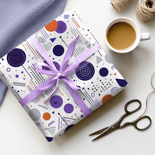 Retro Geometric Abstract Pat3 Purple Orange ID1067 Wrapping Paper (Creator Uploaded)