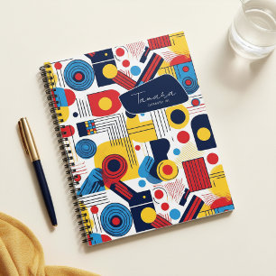 Retro Geometric Abstract Pat#10 Navy Red ID1067 Notebook